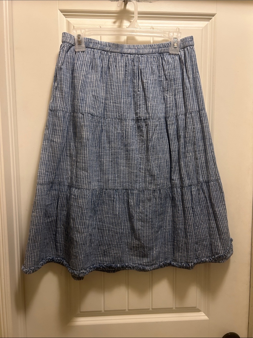 Studio West Blue S/M cotton Tiered Midi Skirt - Picture 3 of 4